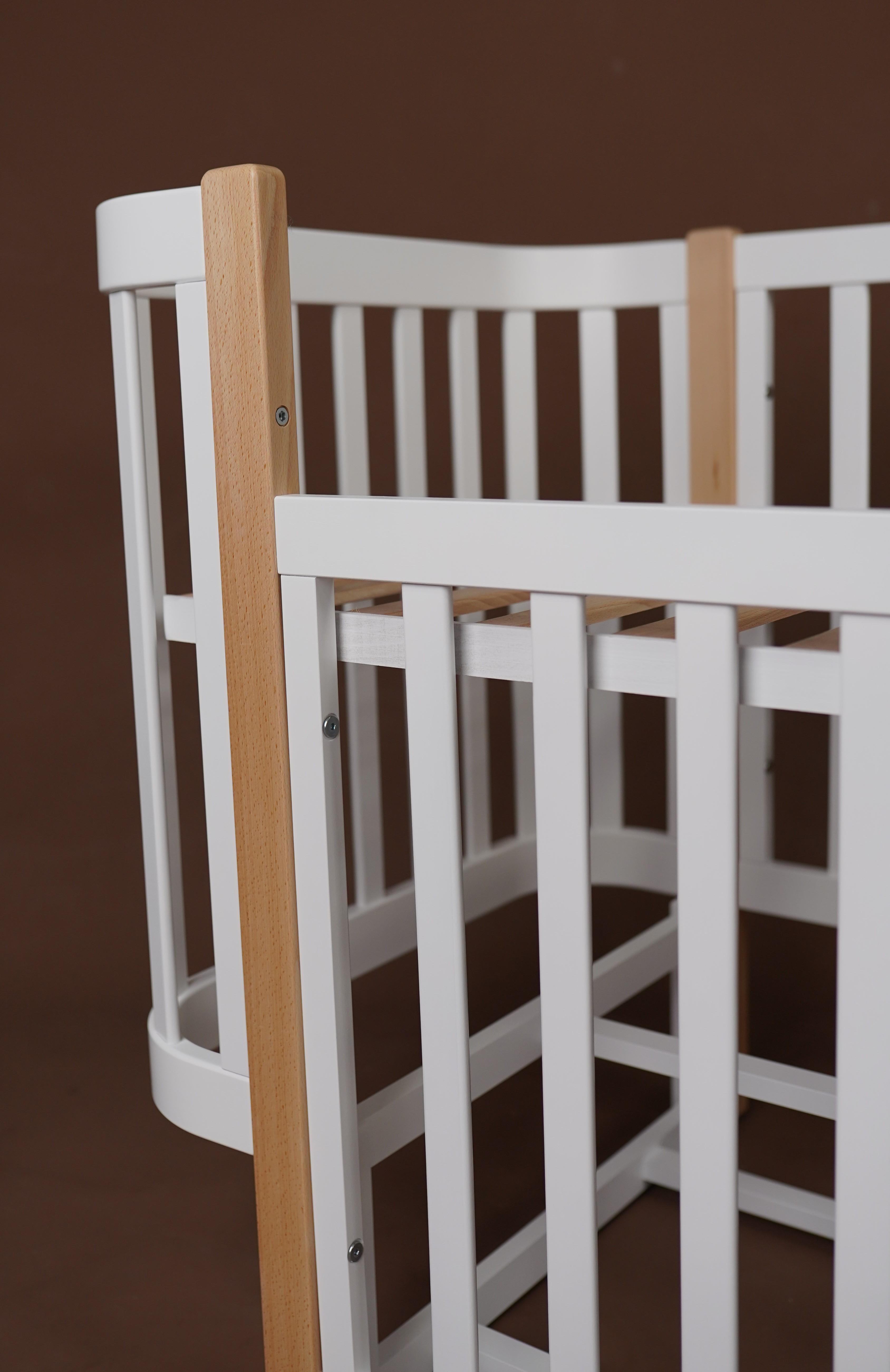 Детская кроватка Dominanta Венеция с маятником и подвижной боковиной Белый с натуральным (ЛД 9 БН_02) - фото 4 Детская кроватка Dominanta Венеция с маятником и подвижной боковиной Белый с натуральным (ЛД 9 БН_02) - фото 4