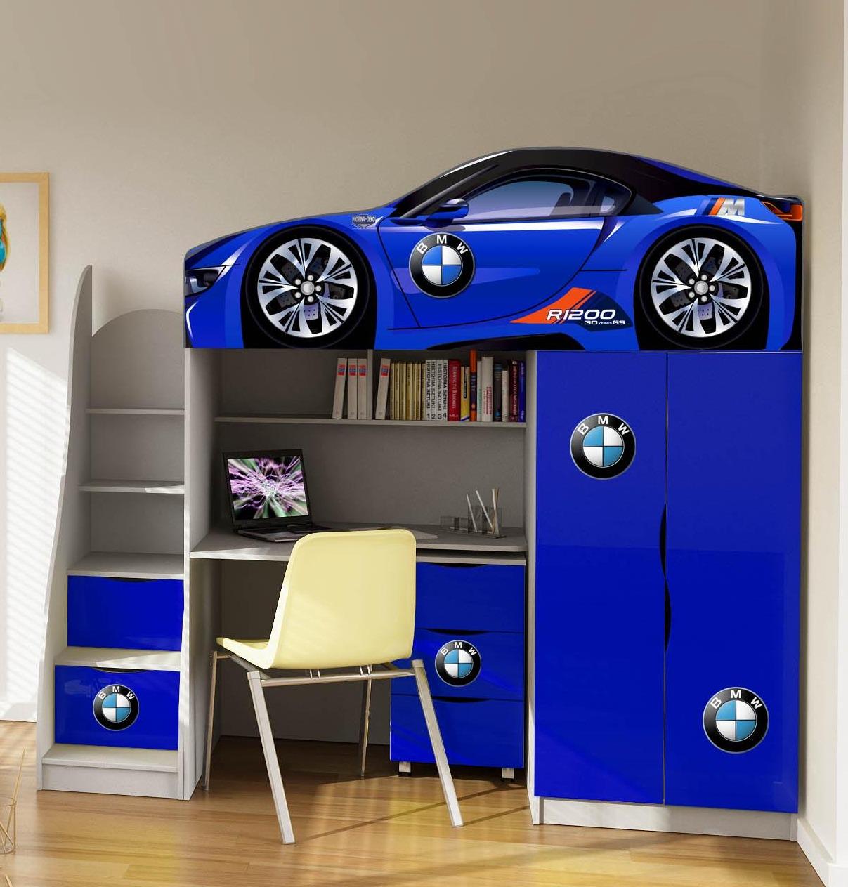 Ліжко кімната Viorina-Deko BR В-2 №1 80х170 см з тумбою комодом Синій (22340) - фото 2 Ліжко кімната Viorina-Deko BR В-2 №1 80х170 см з тумбою комодом Синій (22340) - фото 2