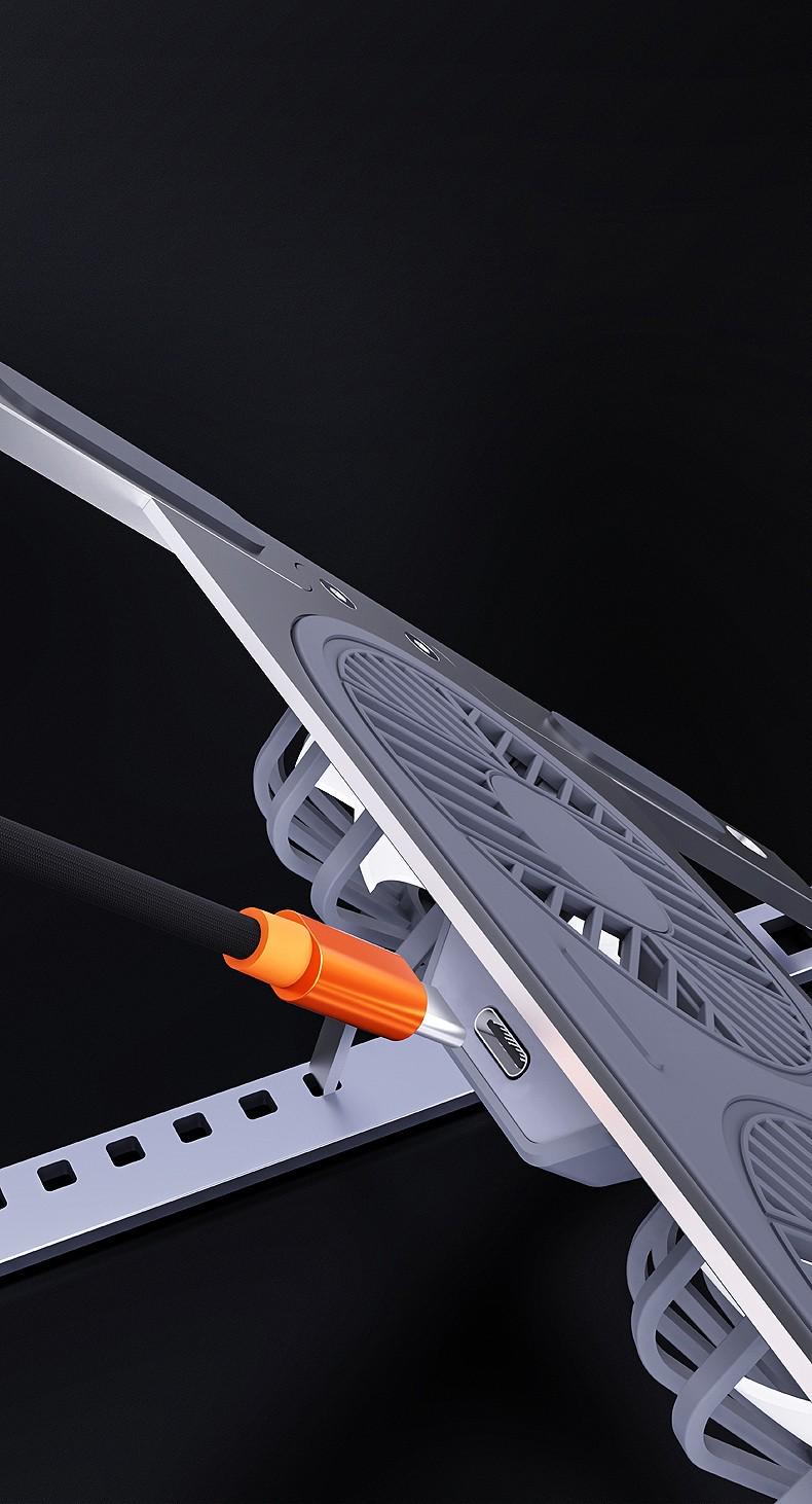 Підставка для ноутбука/планшета портативна Ice Vibe Pad з охолодженням та підсвіткою Aluminium alloys Grey (VA-P11F-GR) - фото 5 Підставка для ноутбука/планшета портативна Ice Vibe Pad з охолодженням та підсвіткою Aluminium alloys Grey (VA-P11F-GR) - фото 5