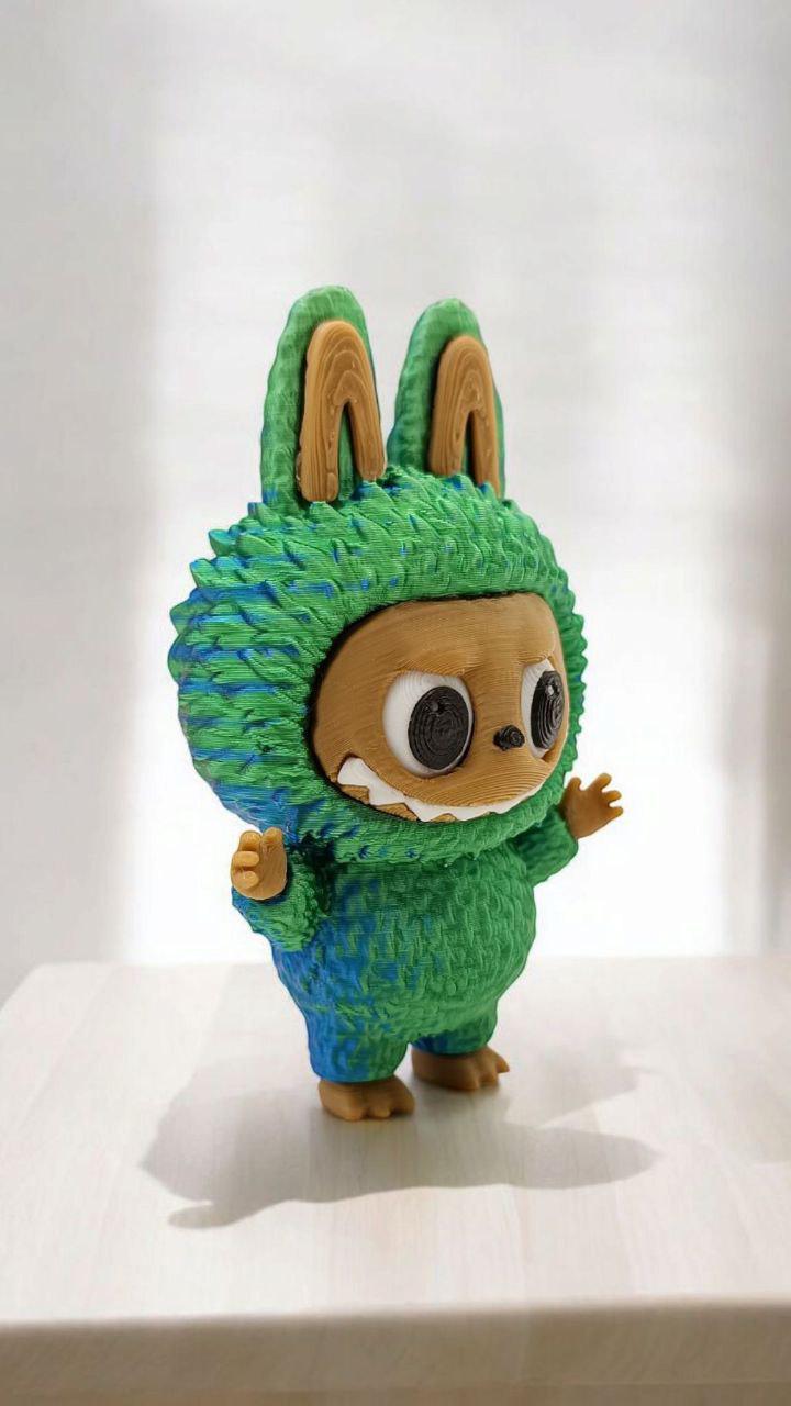 Брелок Лабубу 3Д пластиковый Зелено-синий (27472030) - фото 2