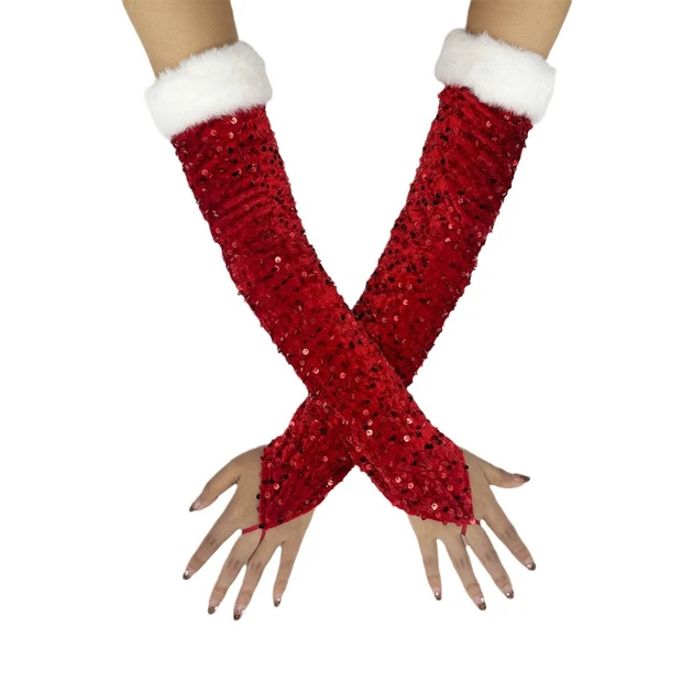 Перчатки новогодние с пайетками и мехом One size Красный (2825448537) - фото 2 Перчатки новогодние с пайетками и мехом One size Красный (2825448537) - фото 2