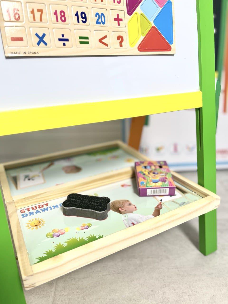 Детский мольберт двухсторонний магнитный напольный с полочкой - фото 5 Детский мольберт двухсторонний магнитный напольный с полочкой - фото 5