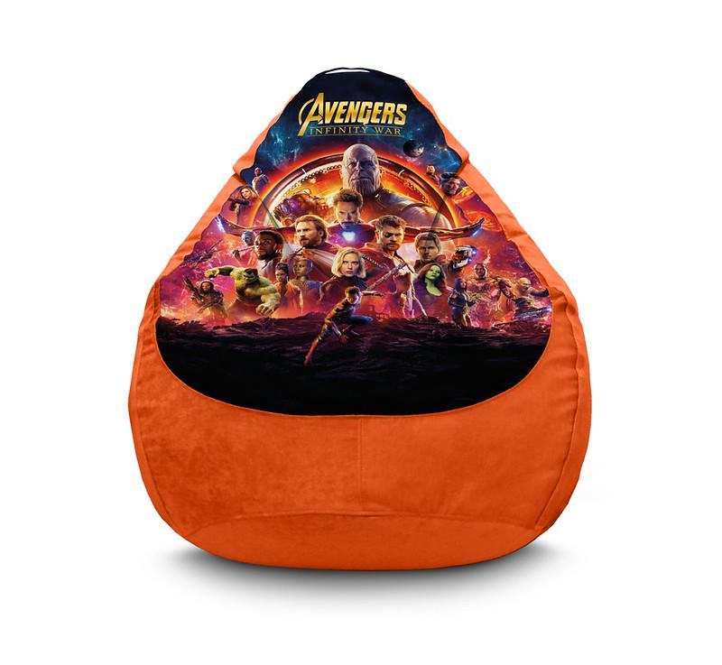 Крісло мішок iPuff Avengers Infinity war Orange Флок XL 80x110 см Помаранчевий
