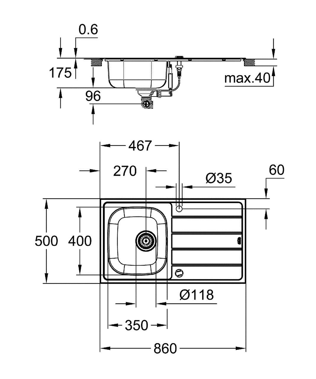 Комплект кухонної мийки та змішувача Grohe K200 (31562SD1) - фото 3