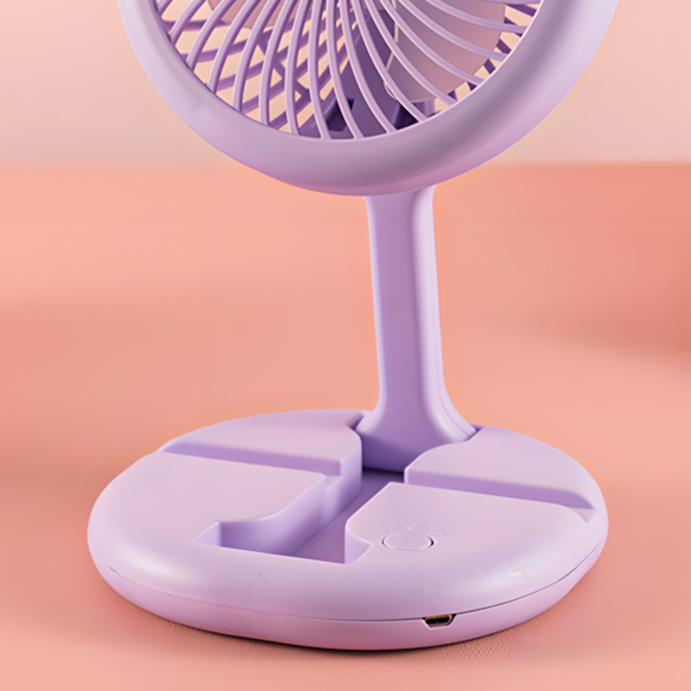 Вентилятор портативний настільний на акумуляторі 400 мАг USB 2 режими тримач для телефону Бузковий (27432467) - фото 9 Вентилятор портативний настільний на акумуляторі 400 мАг USB 2 режими тримач для телефону Бузковий (27432467) - фото 9