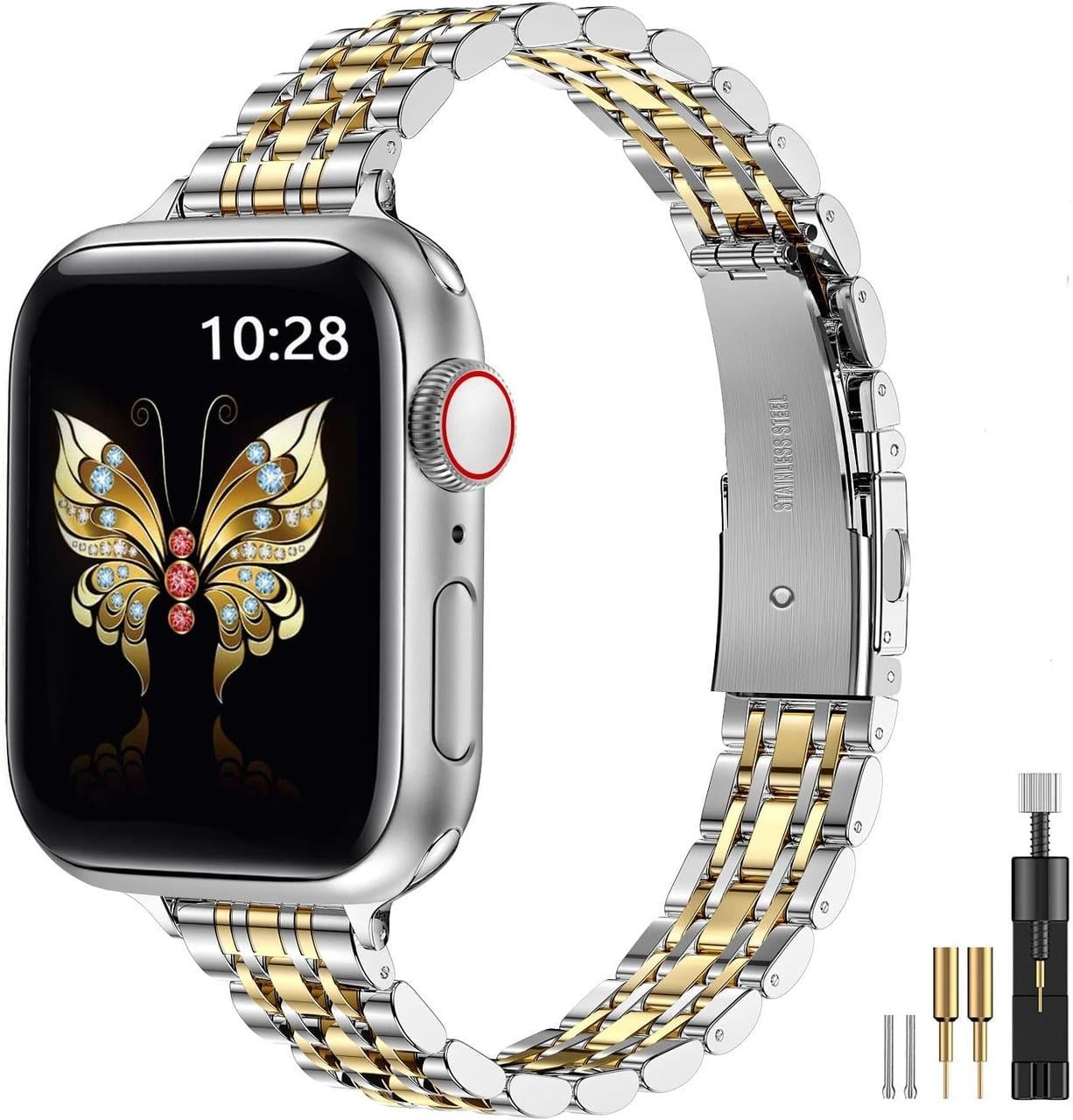 Ремешок MioHHR совместим с ремешком Apple Watch 5 4 3 2 1 SE Серебристый