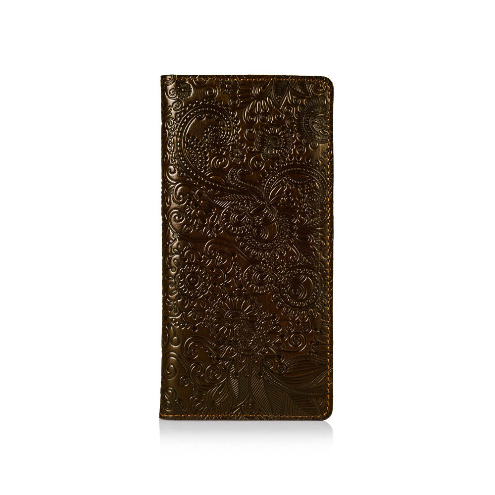 Кошелек Mehendi Art из натуральной кожи и художественным тиснением на 14 карт Оливковый (WP-02-C18-0840-T005)