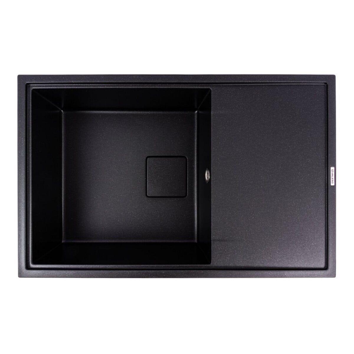 Мийка гранітна Valeso Galans врізна прямокутна матова 780х500 мм Чорний металік