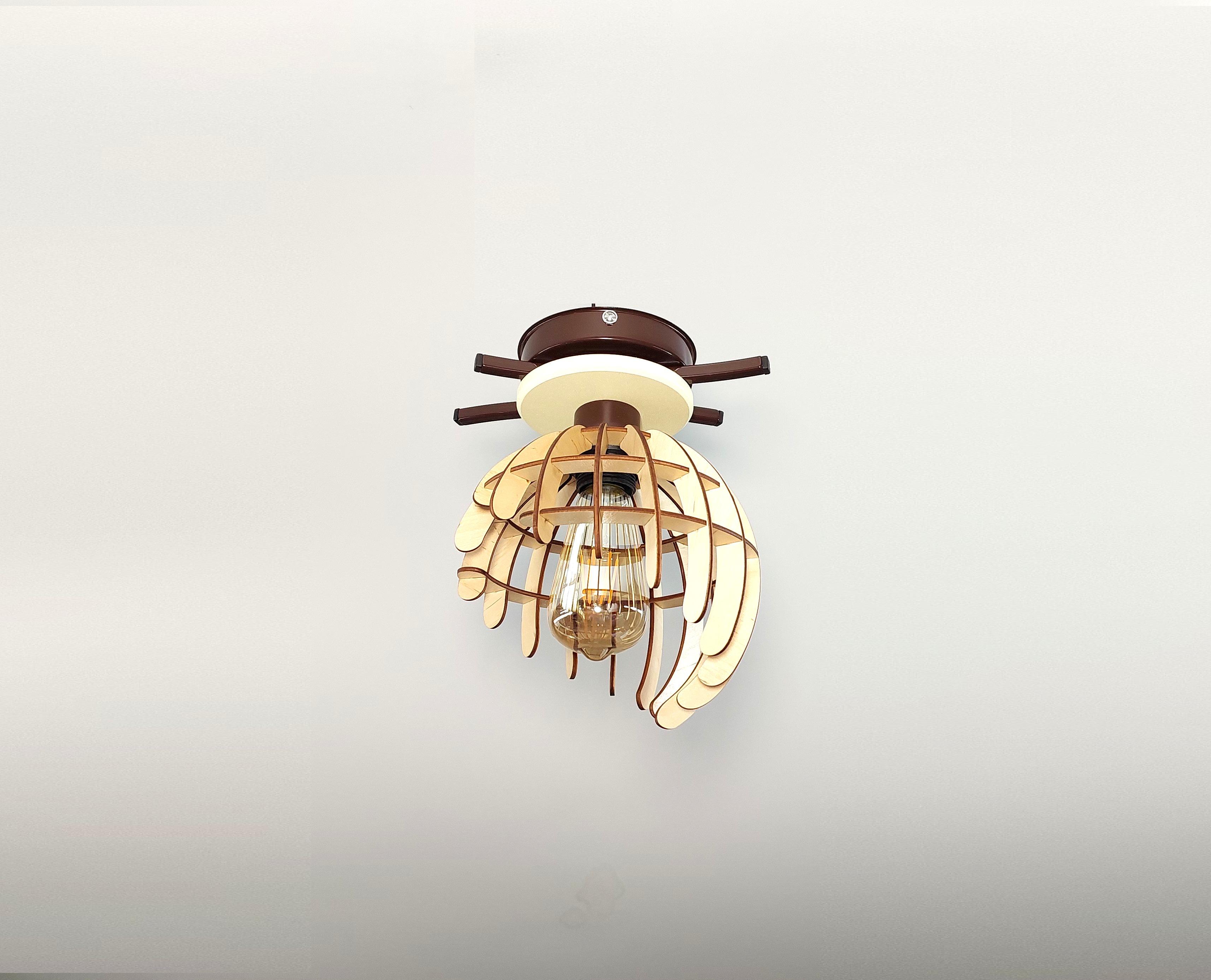 Люстра в стиле лофт на 1 лампочку с деревяным плафоном Коричневый (4341-18) - фото 2 Люстра в стиле лофт на 1 лампочку с деревяным плафоном Коричневый (4341-18) - фото 2