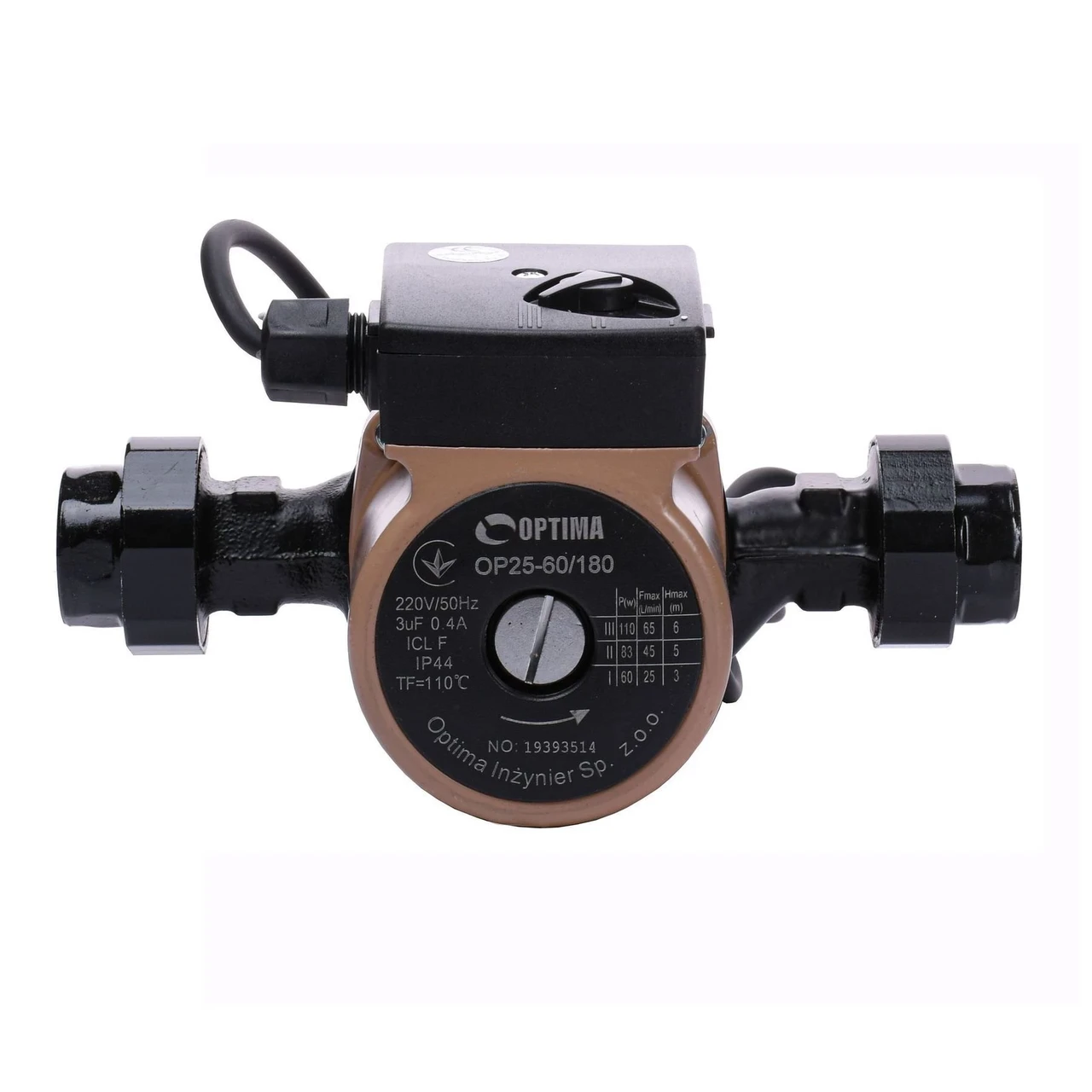 Насос циркуляційний Optima OP25-60 гайки/кабель з вилкою 180 мм (00001116)