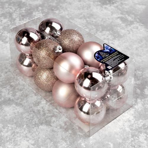 Елочные новогодние шарики Stenson 9658-5 5 см 16 шт. Pink (585800)