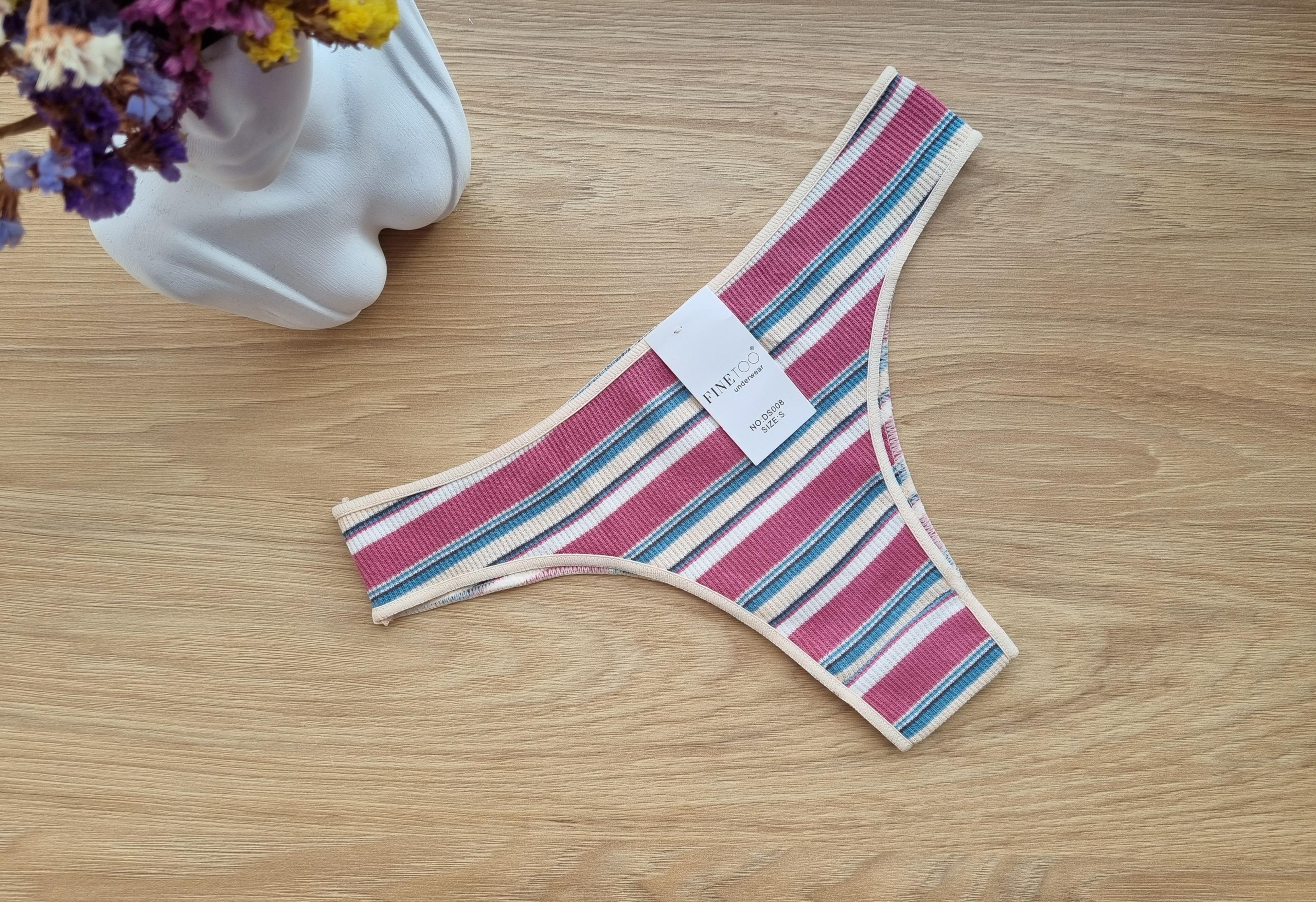 Трусики бразилианы в полоску L Разноцветный (ДС008-3)