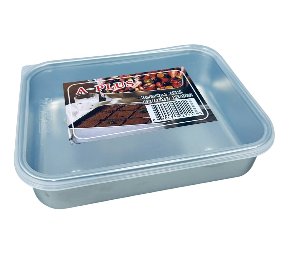 Лоток с крышкой A-Plus 2211 из нержавеющей стали 1200 мл 20,3х15,7х4 см Стальной (23582)