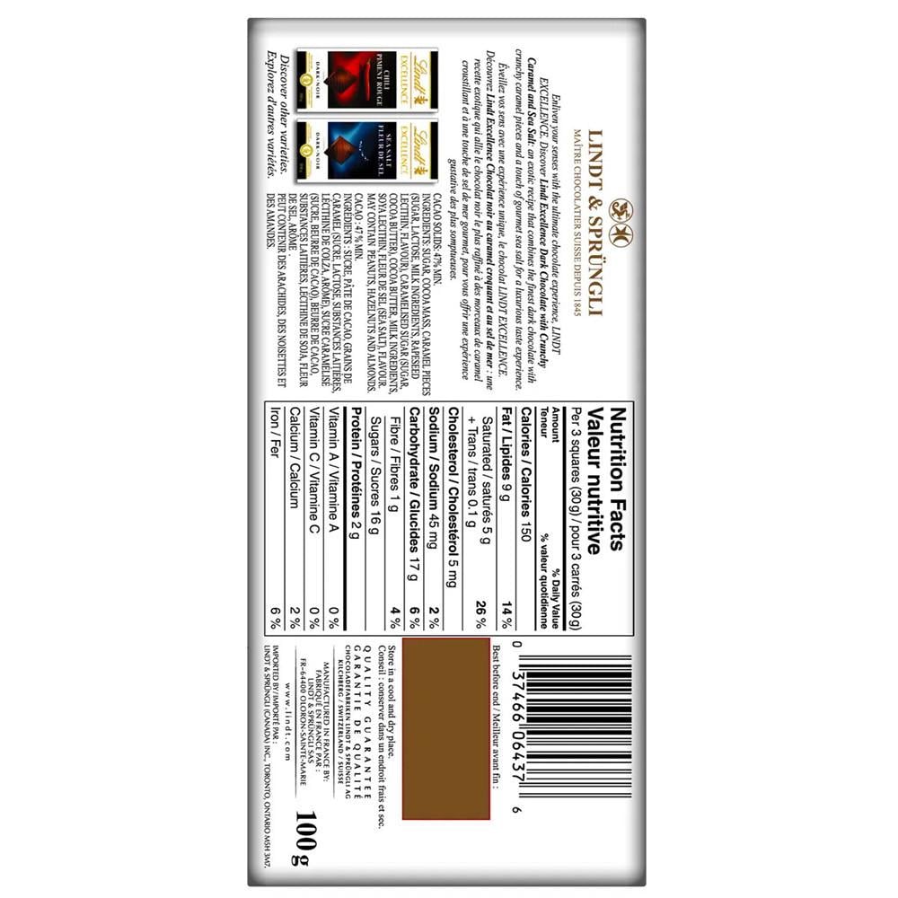 Шоколад Чорний Lindt Excellence з карамелью і морською сіллю 100 г (2180883451) - фото 2 Шоколад Чорний Lindt Excellence з карамелью і морською сіллю 100 г (2180883451) - фото 2
