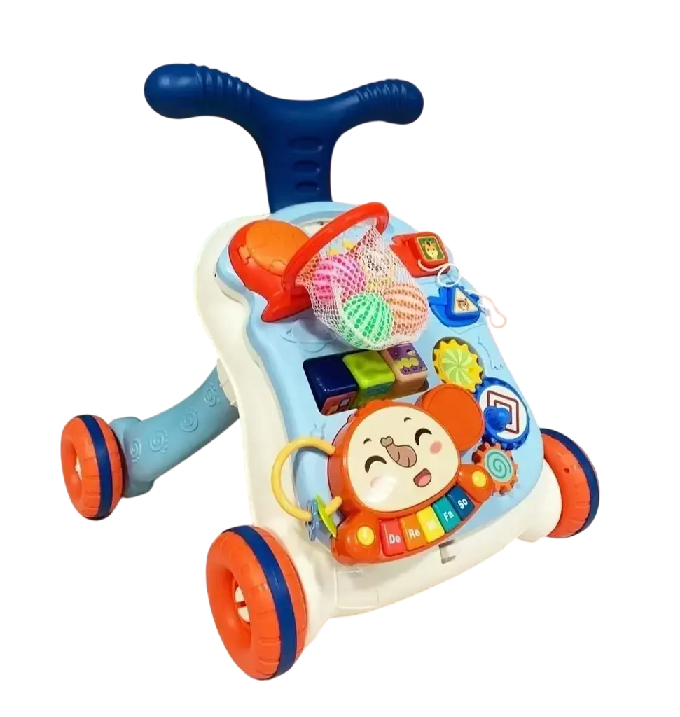 Ходунки-каталка детские Limo Toy 2в1 Шаг к победам из пластика с игровой панелью 44х40х44 см Синий (150-7-HB 0049)