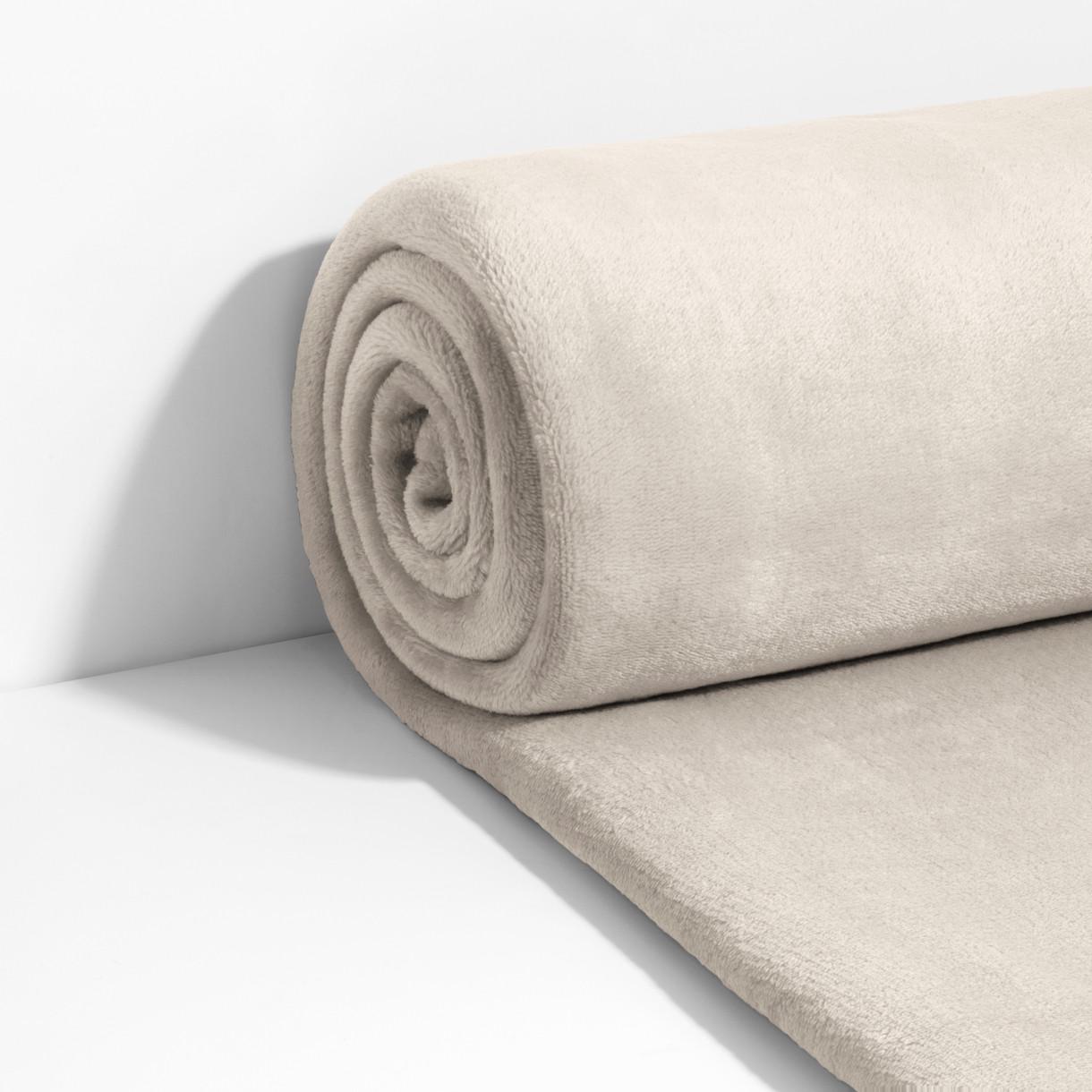 Плед Фланель велсофт полуторный 150х200 см Светло-бежевый