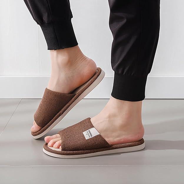 Тапочки мужские льняные с открытым носком р. 40/41 27,2 см Коричневый Тапочки мужские льняные с открытым носком р. 40/41 27,2 см Коричневый