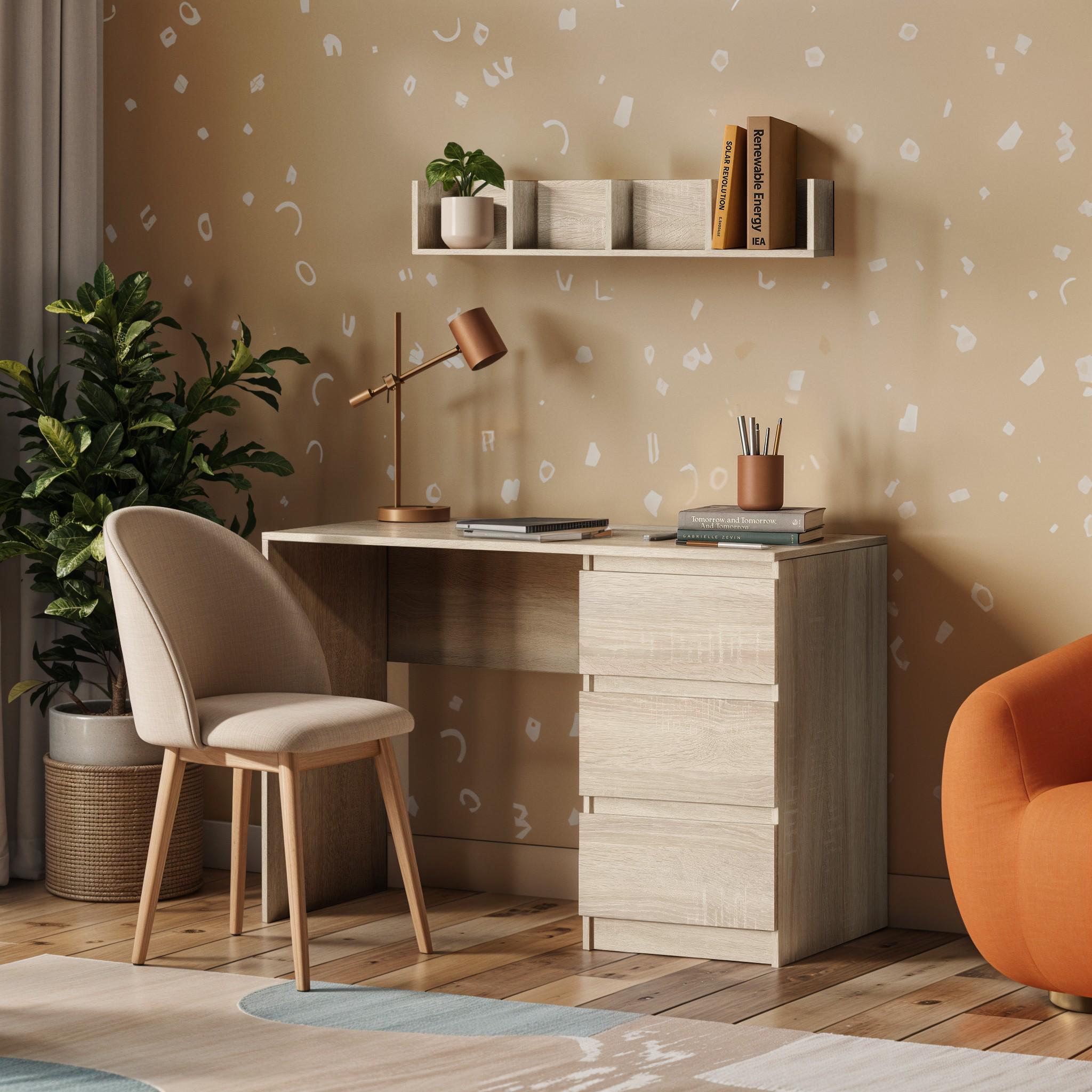 Письменный стол на 3 ящика без ручек FT-224 1200x600x750 мм Дуб Сонома