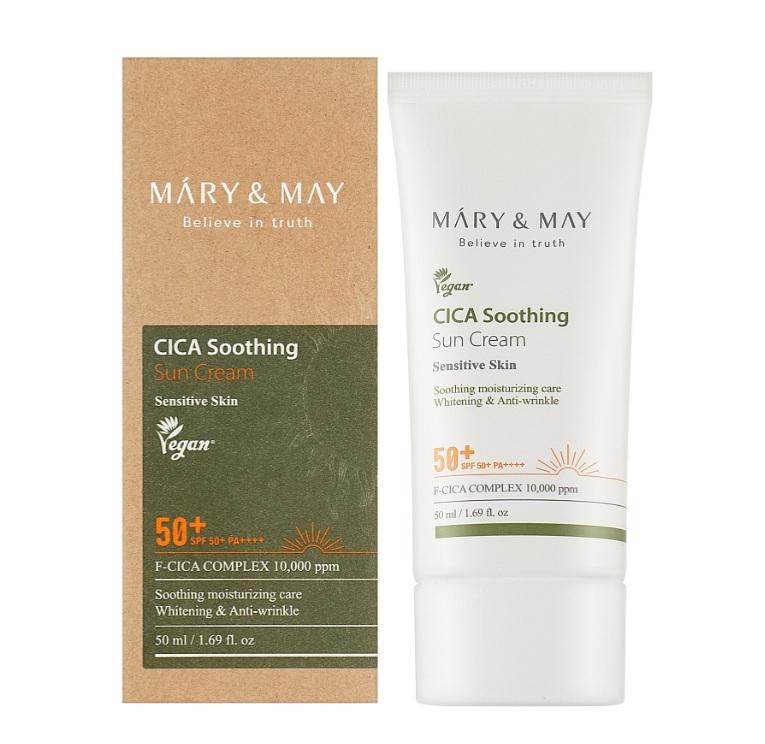 Крем сонцезахисний заспокійливий Mary&May CICA Soothing Sun Cream SPF50+ PA++++ 50 мл (23470762) - фото 2