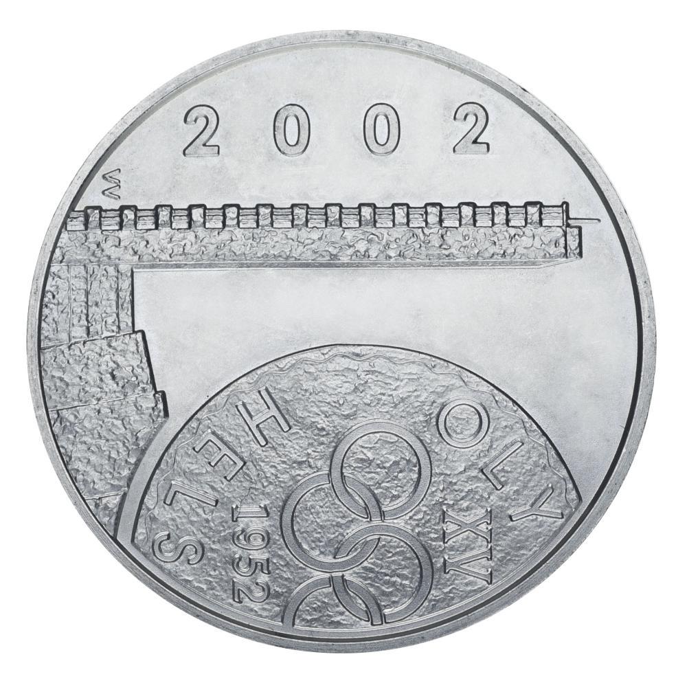 Коллекционная монета Финляндия 10 евро 2002 серебро UNC XV Летние Олимпийские игры 1952 года в Хельсинки-50 лет (М21449)