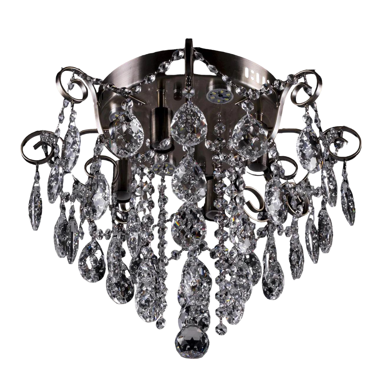 Люстра E1136/4+4/AB хрустальная с пультом и LED подсветкой на 4 лампочки Античная бронза