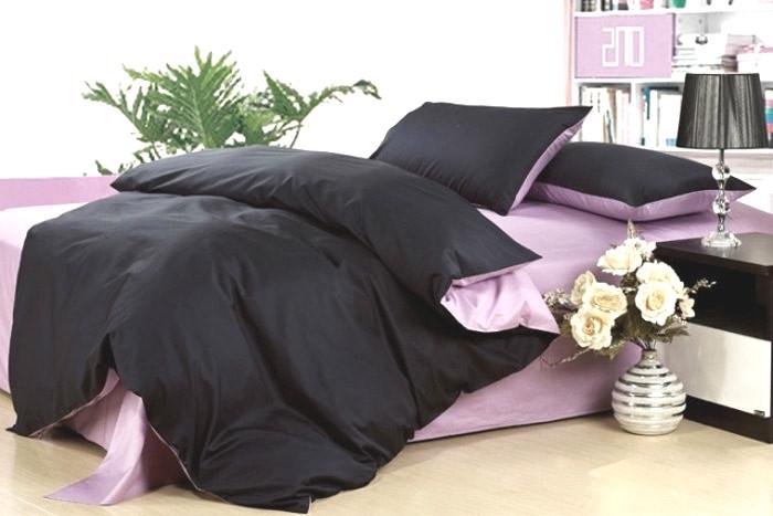Постільна білизна сатін Black/Purple (887378599)