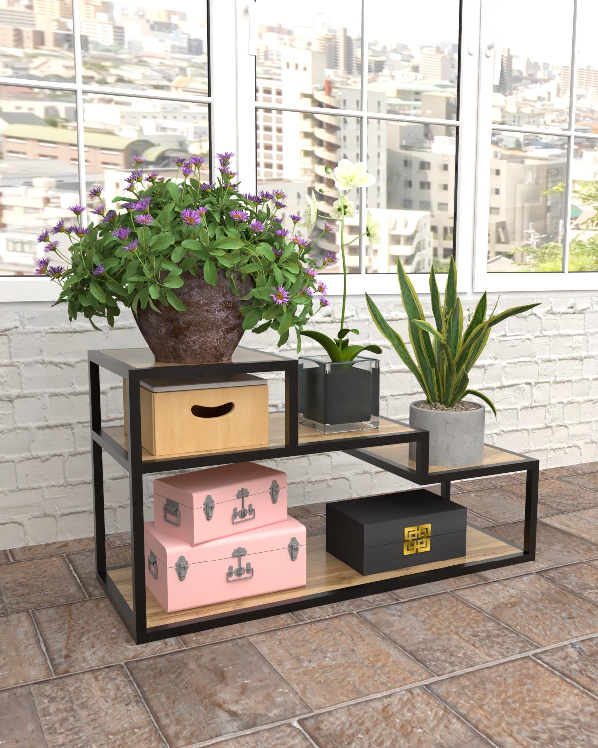Полка-стеллаж в стиле лофт EcoLoft Терраса DSP-1507-1 Дуб Аппалачи (36292770)