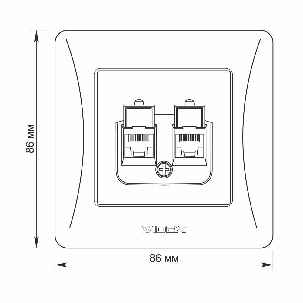 Розетка Videx Binera CAT6 CAT3 двойная Серебряный шелк (32746) - фото 5