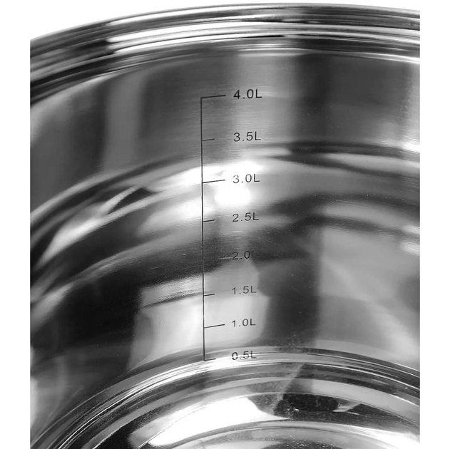 Кастрюля глубокая Kamille КМ-5401 из нержавеющей стали с мерной шкалой 4,5 л Стальной (150-84-5401) - фото 5 Кастрюля глубокая Kamille КМ-5401 из нержавеющей стали с мерной шкалой 4,5 л Стальной (150-84-5401) - фото 5