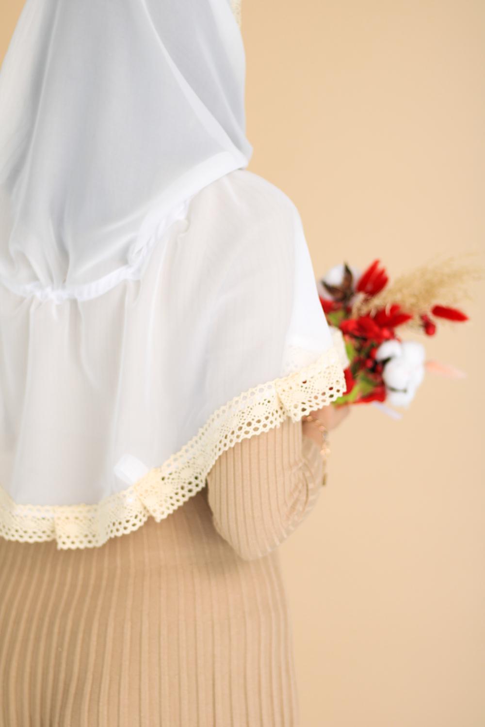 Палантин для храма на голову 80x120 см Белый (п007) - фото 9 Палантин для храма на голову 80x120 см Белый (п007) - фото 9