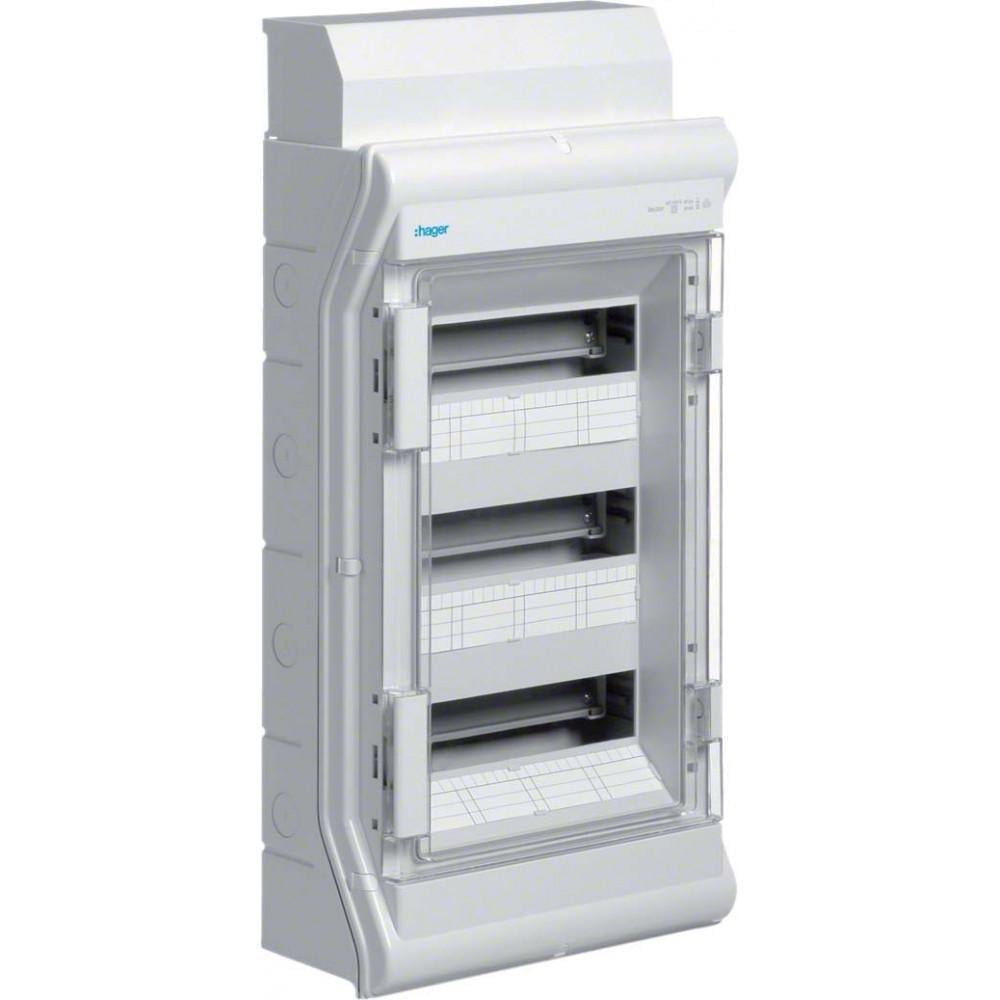 Щит розподільчий накладний Hager VECTOR на 36/42 модулів з прозорими дверцятами IP65 (28176708)