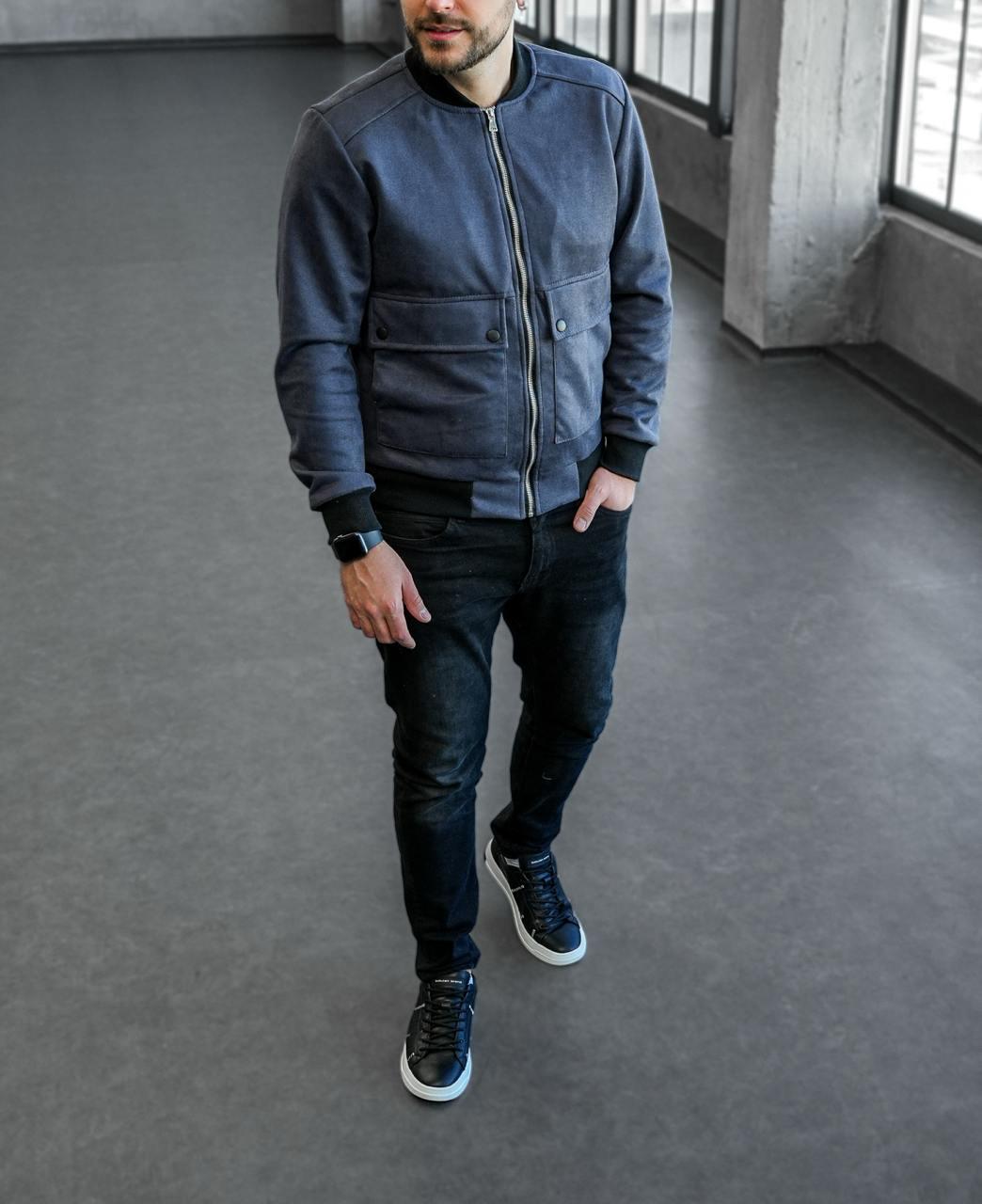 Бомбер чоловічий замшевий демісезонний L Сірий (F0020/2/3) - фото 2 Бомбер чоловічий замшевий демісезонний L Сірий (F0020/2/3) - фото 2