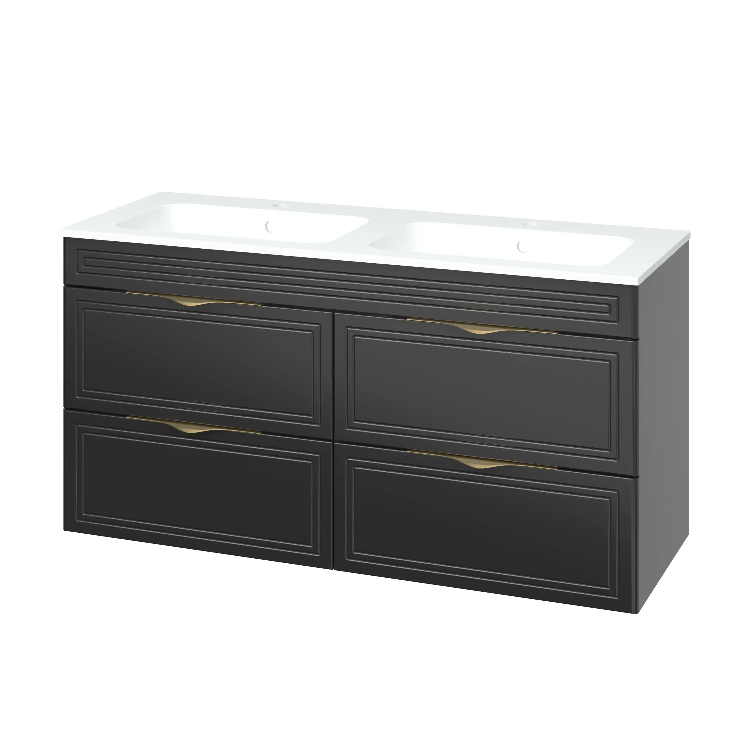 Тумба для ванной Van Mebles Эстель 1200x480 подвесная с умывальником Родео 120 Черный (MRT-000008470)