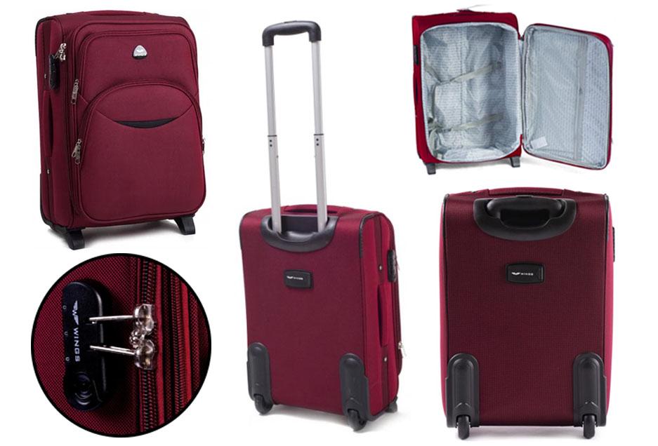Чемодан тканевый Wings 1708 S на 2 колесах Бордовый (CETKNWI1708SM2BOR) - фото 4