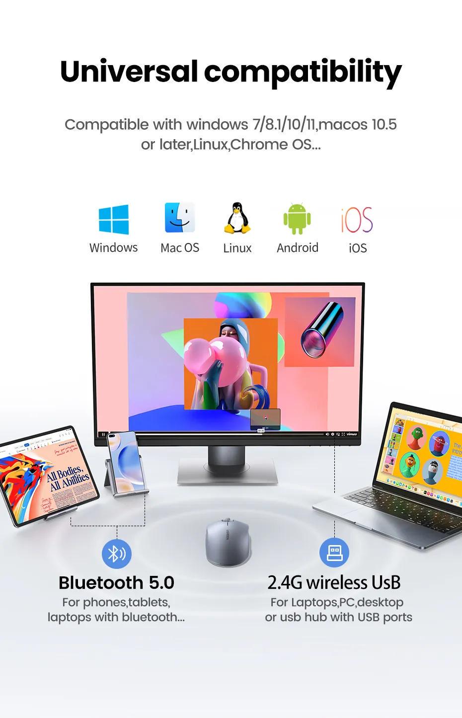 Мышь беспроводная Ugreen 2.4 ГГц 6 кнопок 4000 DPI (35900) - фото 11 Мышь беспроводная Ugreen 2.4 ГГц 6 кнопок 4000 DPI (35900) - фото 11