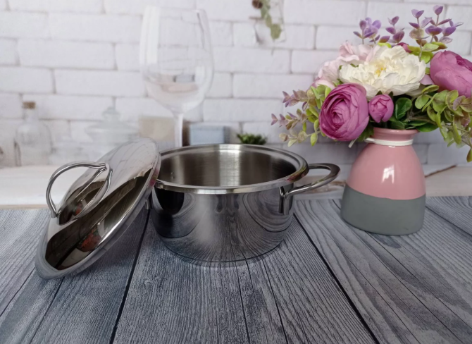 Каструля OMS Kinox з нержавіючої сталі з кришкою для газу і індукцїї 18х10 см 2,3 л (30286082) - фото 5 Каструля OMS Kinox з нержавіючої сталі з кришкою для газу і індукцїї 18х10 см 2,3 л (30286082) - фото 5