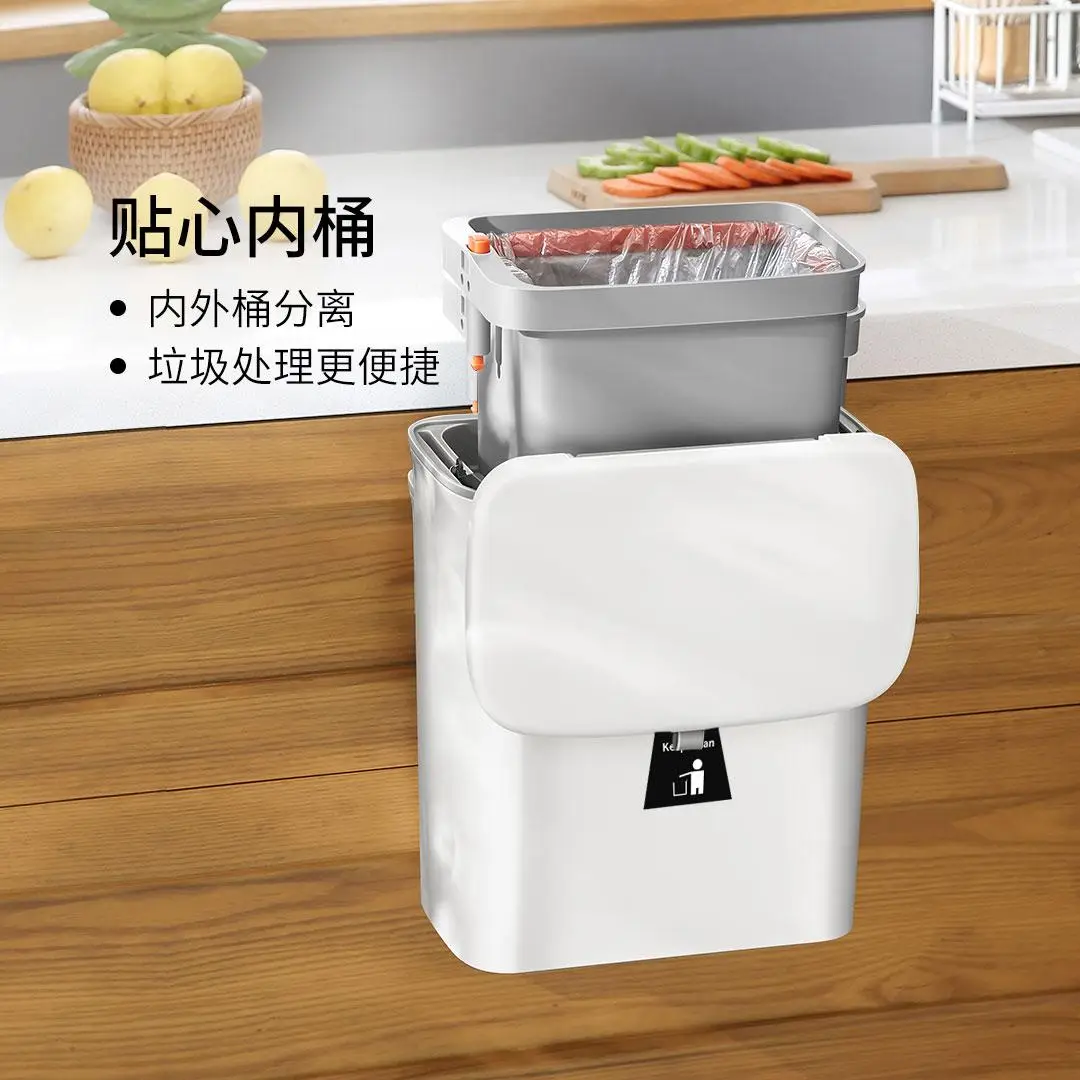 Ведро кухонное Mijia Six Percent Kitchen Wall-Mounted Trash Can BF-GB102 White - фото 2