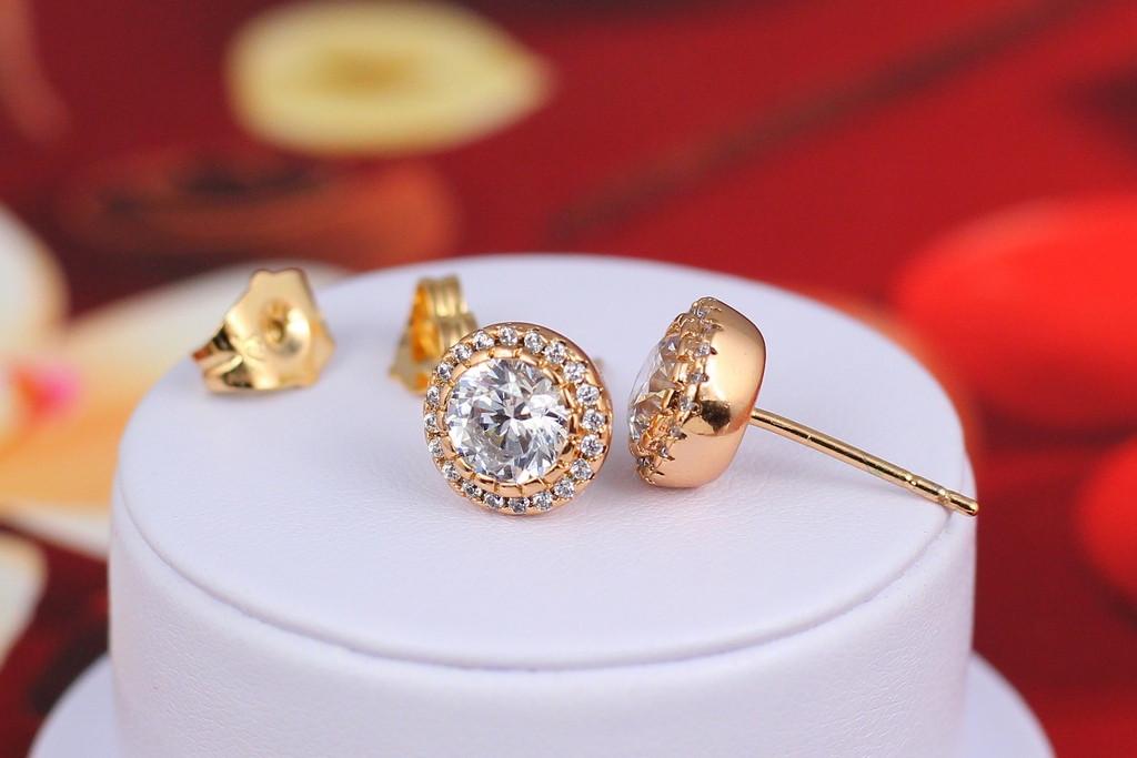 Серьги гвоздики Xuping Jewelry Камень в ободке из камней 9 мм Золотистый