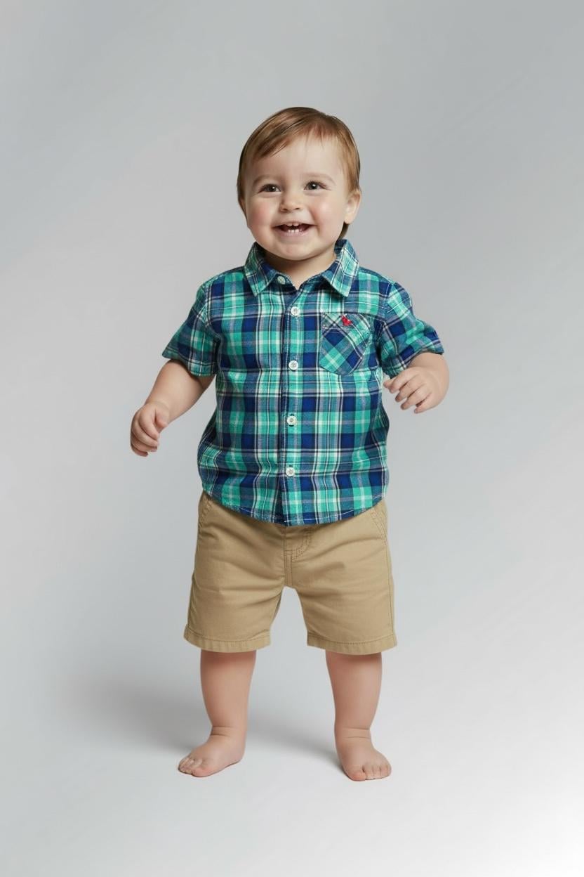 Комплект Carter's шорты и рубашка 2 года 88-93 см Бирюзовый (011-1)