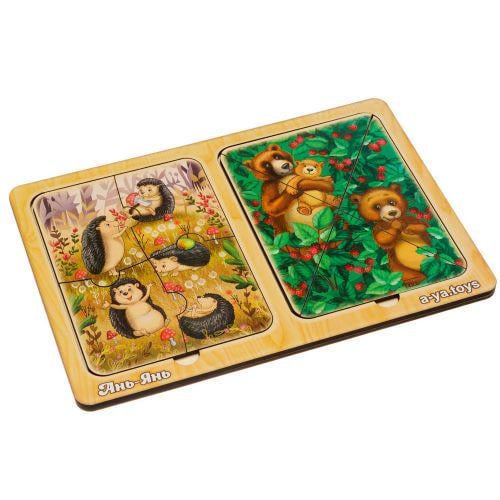 Пазлы в рамке Ежики и медведи (192801)