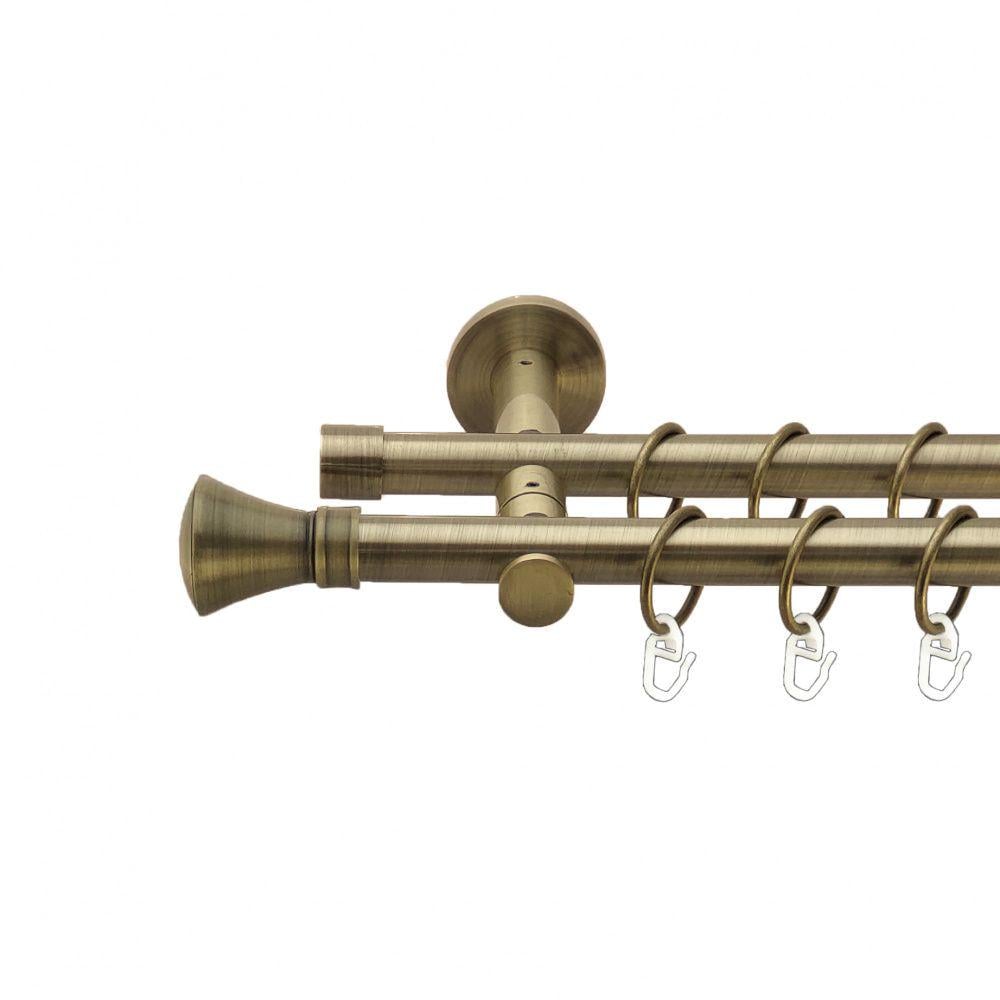 Карниз металлический Orvit Люксор двухрядный реверсивный/гладкая труба/кольцо металлическое Антик 19/19 мм 300 см (00-00013379)