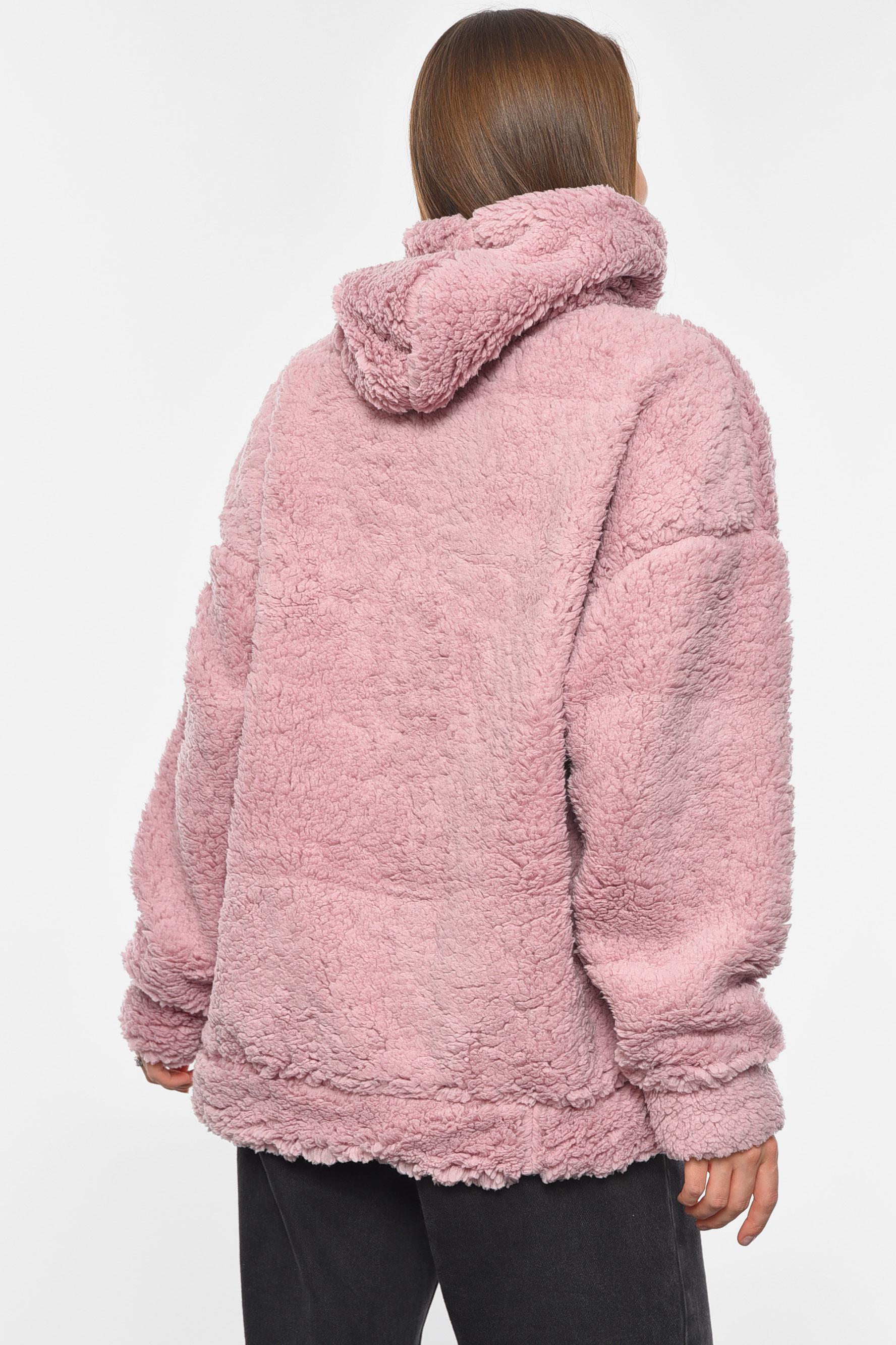 Худи женское тедди S-XL Пудровый (190274) - фото 3 Худи женское тедди S-XL Пудровый (190274) - фото 3