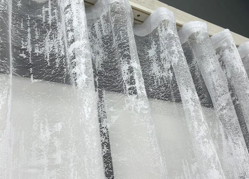 Тюль жаккард Мрамор с принтом 1,2 м Белый (1859т) - фото 6