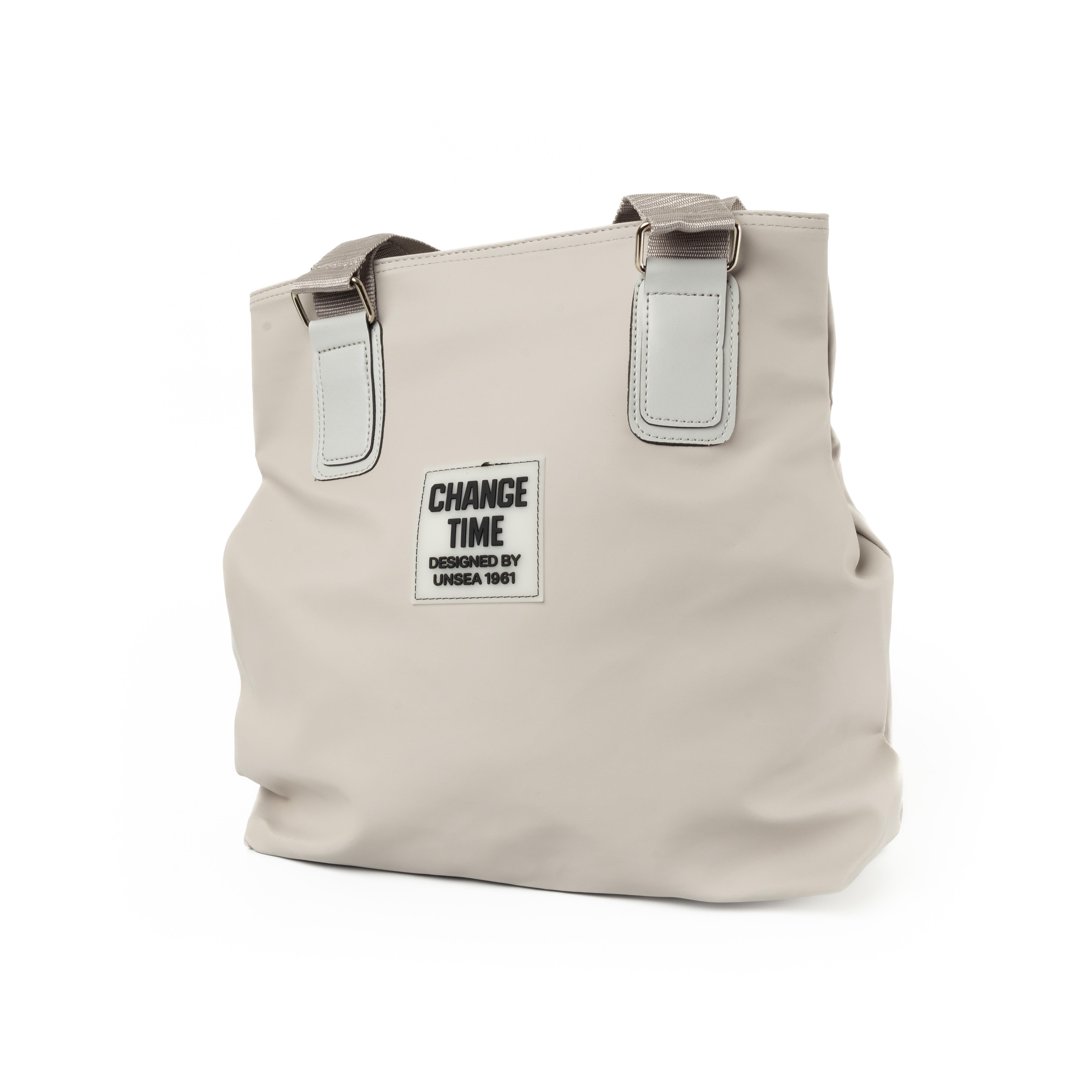 Сумка шоппер женская из плащевой ткани на молнии с ручками Светло-серый Сумка шоппер женская из плащевой ткани на молнии с ручками Светло-серый