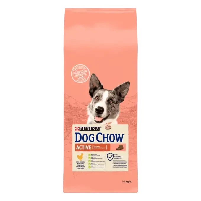 Корм для собак взрослых и активных Dog Chow сухой полнорационный с курицей 14 кг (2463187815)