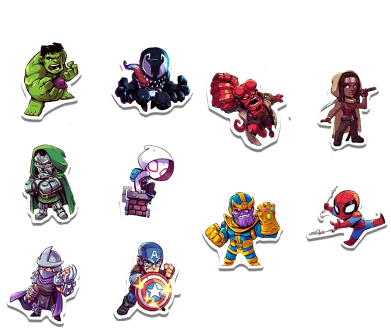 Набор наклеек Супергерои для гаджета/телефона 10 шт. (10086)
