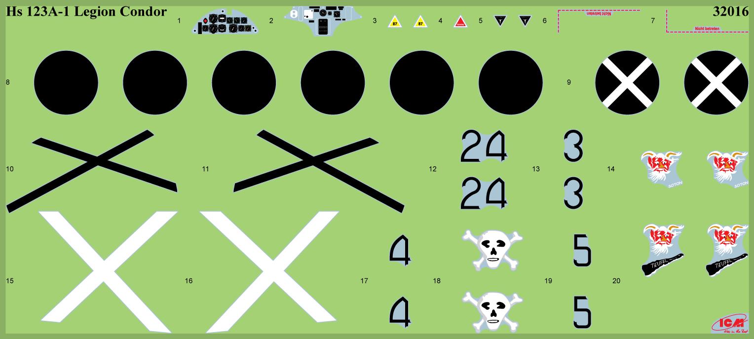 Сборная модель ICM Henschel Hs 123A Легион Кондор (32016) - фото 14 Сборная модель ICM Henschel Hs 123A Легион Кондор (32016) - фото 14