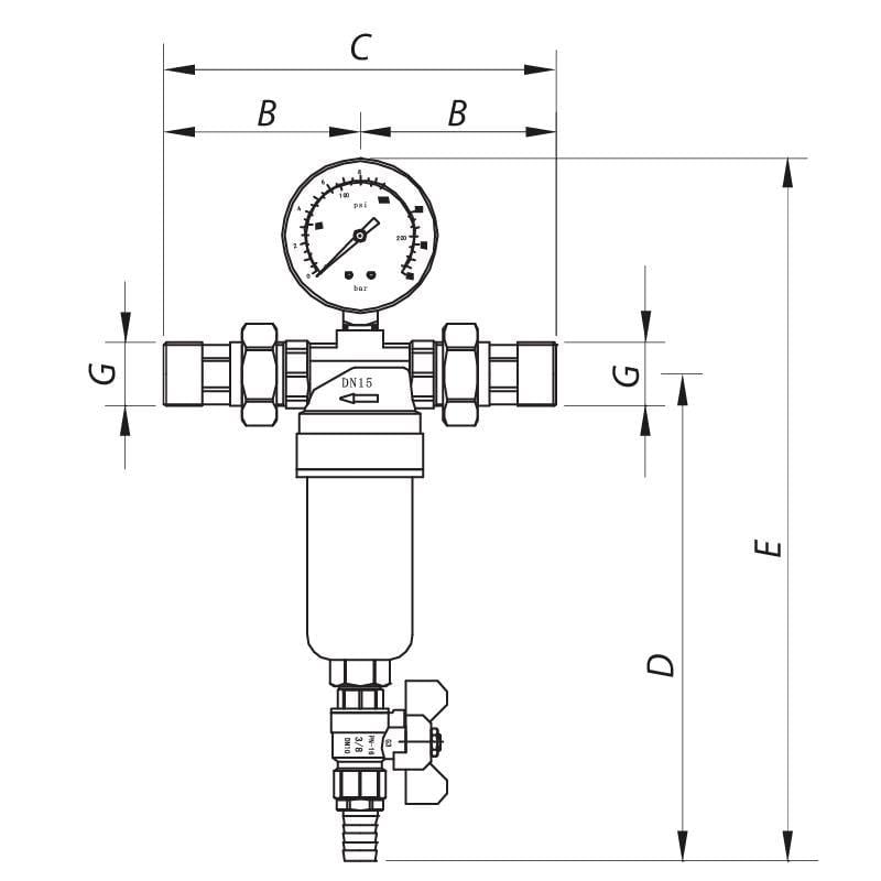 Фильтр самоочищающийся KOER KR.1250 с манометром 1/2" (KR2656) - фото 2
