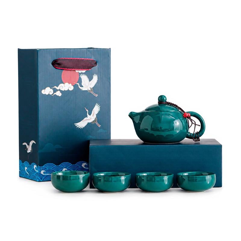 Сервиз для чая Lesko S2660 керамический чайник Си Ши и 4 пиала Dark Green (36490792) Сервиз для чая Lesko S2660 керамический чайник Си Ши и 4 пиала Dark Green (36490792)