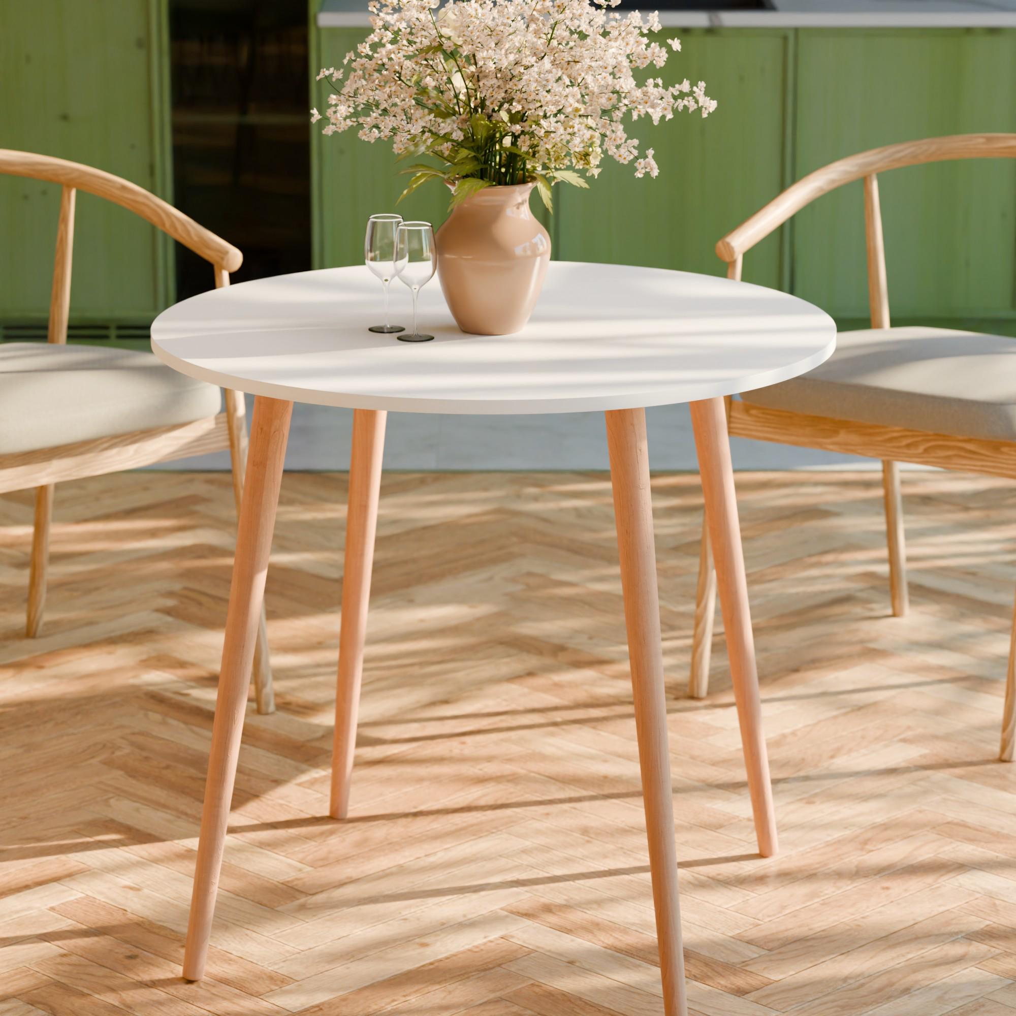 Стол круглый Неман СЭТ-4 Белый/Лак (558970) - фото 2 Стол круглый Неман СЭТ-4 Белый/Лак (558970) - фото 2